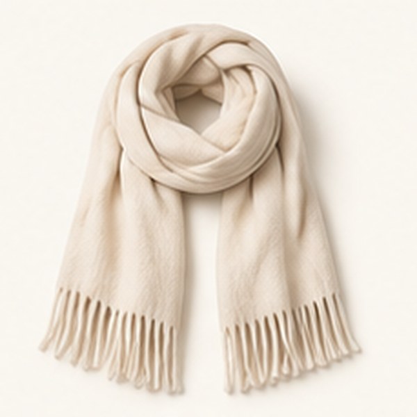 Oversized ruitsjaal in bruin/beige, studiofoto op lichte achtergrond
