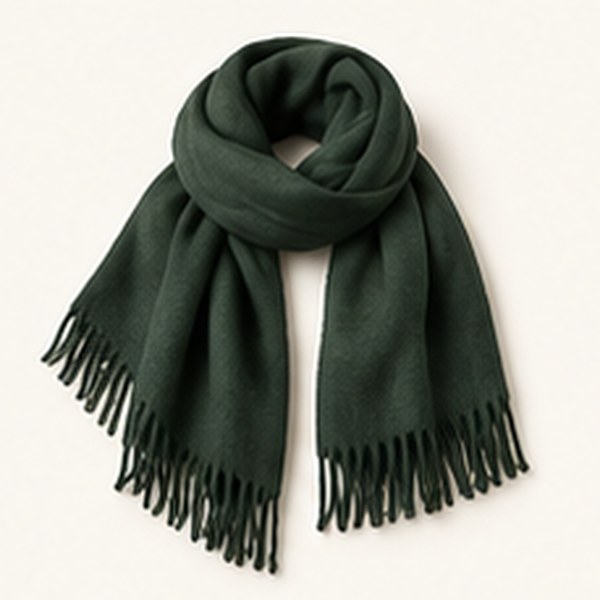Oversized ruitsjaal in groen/navy, studiofoto op lichte achtergrond