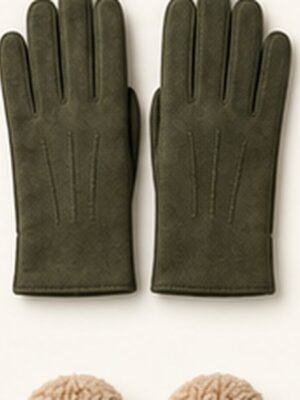 Visgraat touchscreen handschoenen – grijs, vrijstaande productfoto op lichte achtergrond