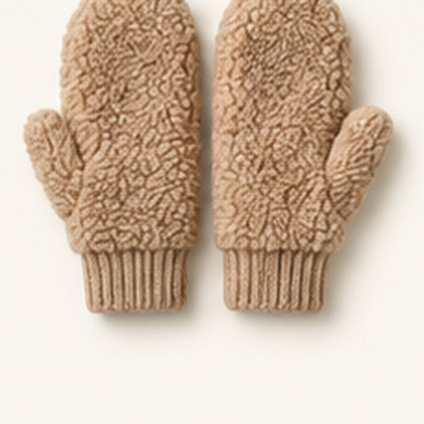 Handschoenen met imitatiebont manchet – taupe, vrijstaande productfoto op lichte achtergrond