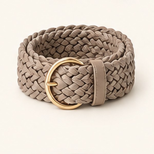 Suède-look riem – taupe, vrijstaande productfoto op lichte achtergrond